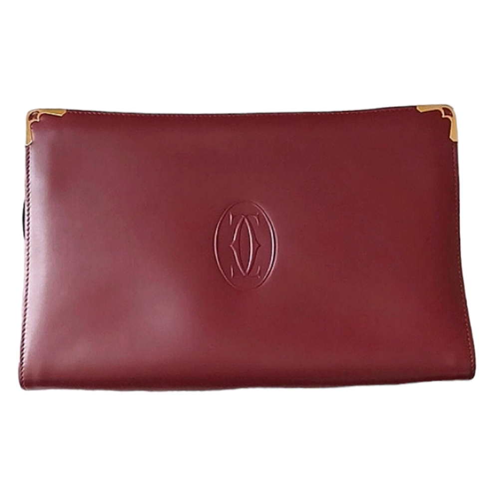 💋CARTIÉR-MUST DE CARTIÉR LEATHER BORDEAUX CLUTCH